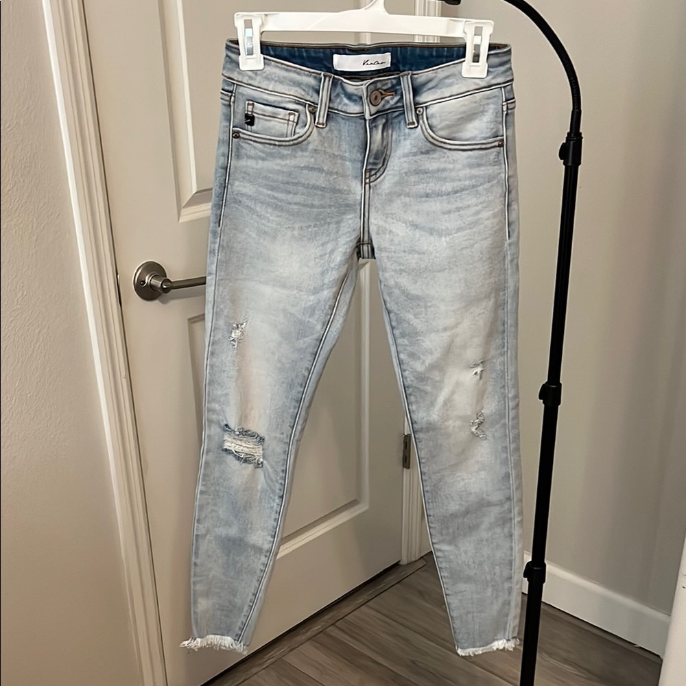 KanCan Light Blue Skinny Jeans with Distressed Details